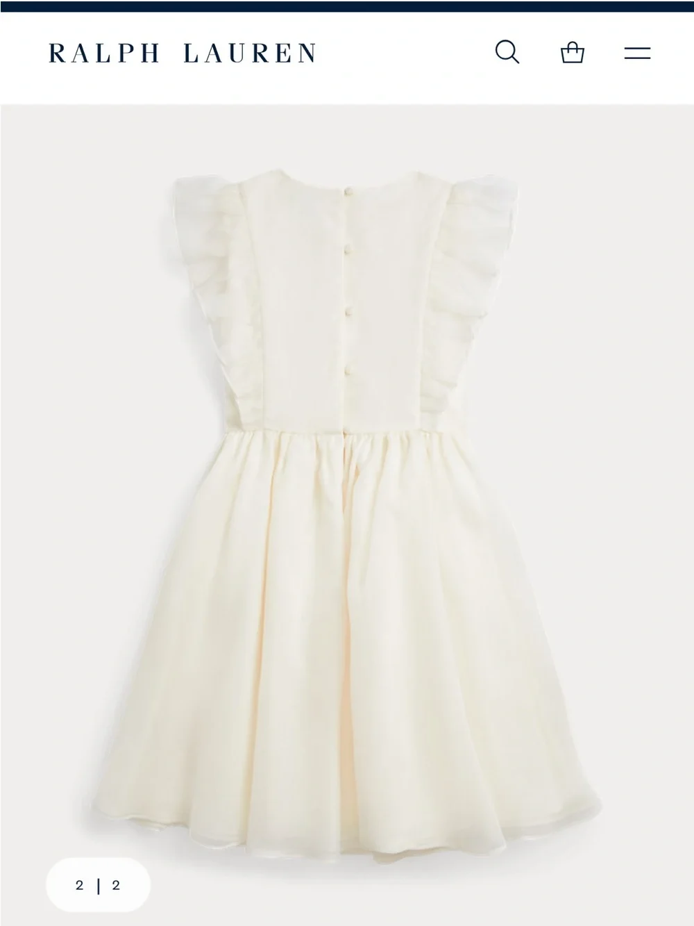 Polo Ralph Lauren Smocked Mulberry Silk Flutter Sleeve Cream Luxury Dress, 6X